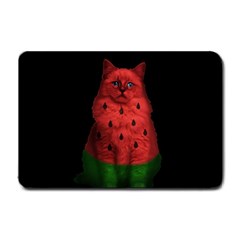 Watermelon Cat Small Doormat  by Valentinaart