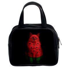 Watermelon Cat Classic Handbags (2 Sides) by Valentinaart