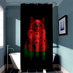 Watermelon Cat Shower Curtain 36  X 72  (stall)  by Valentinaart