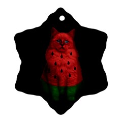 Watermelon Cat Snowflake Ornament (two Sides) by Valentinaart