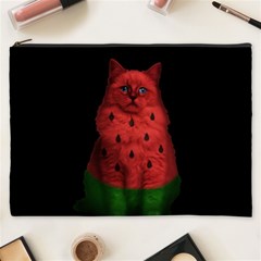 Watermelon Cat Cosmetic Bag (xxxl)  by Valentinaart