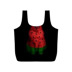 Watermelon Cat Full Print Recycle Bags (s)  by Valentinaart