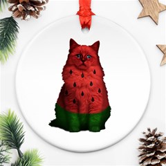 Watermelon Cat Ornament (round) by Valentinaart