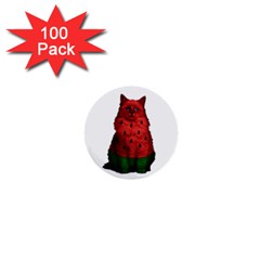 Watermelon Cat 1  Mini Buttons (100 Pack) 