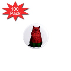 Watermelon Cat 1  Mini Magnets (100 Pack)  by Valentinaart