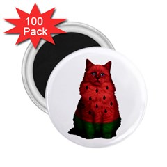 Watermelon Cat 2 25  Magnets (100 Pack)  by Valentinaart