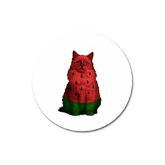 Watermelon Cat Magnet 3  (round) by Valentinaart