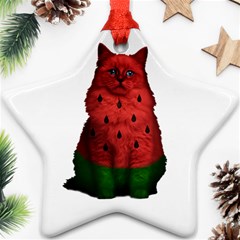 Watermelon Cat Star Ornament (two Sides) by Valentinaart