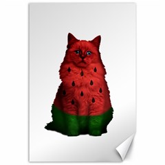 Watermelon Cat Canvas 24  X 36  by Valentinaart