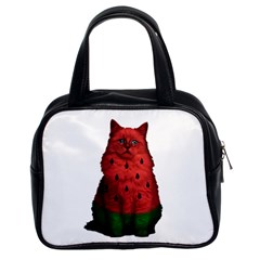 Watermelon Cat Classic Handbags (2 Sides) by Valentinaart