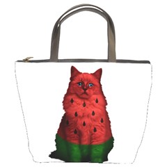 Watermelon Cat Bucket Bags by Valentinaart