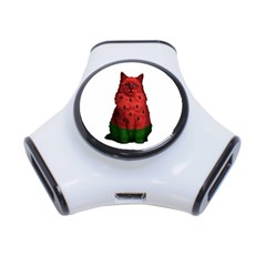 Watermelon Cat 3-port Usb Hub by Valentinaart