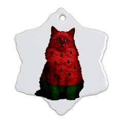 Watermelon Cat Snowflake Ornament (two Sides) by Valentinaart