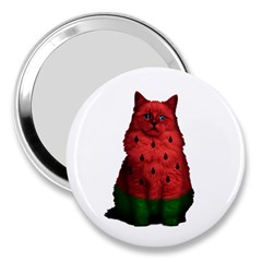 Watermelon Cat 3  Handbag Mirrors by Valentinaart