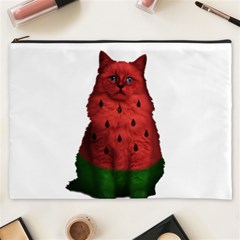 Watermelon Cat Cosmetic Bag (xxxl)  by Valentinaart