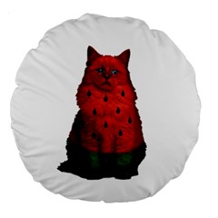 Watermelon Cat Large 18  Premium Round Cushions by Valentinaart