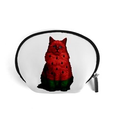 Watermelon Cat Accessory Pouches (small)  by Valentinaart