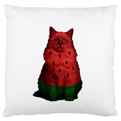 Watermelon Cat Large Flano Cushion Case (two Sides) by Valentinaart