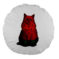 Watermelon Cat Large 18  Premium Flano Round Cushions by Valentinaart