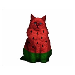 Watermelon Cat Double Sided Flano Blanket (medium)  by Valentinaart