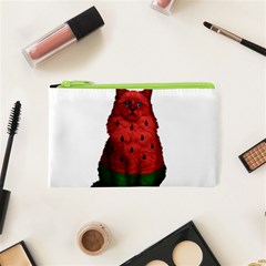 Watermelon Cat Cosmetic Bag (xs) by Valentinaart