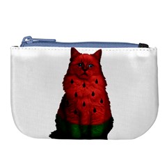 Watermelon Cat Large Coin Purse by Valentinaart