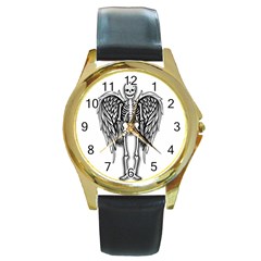 Angel skeleton Round Gold Metal Watch