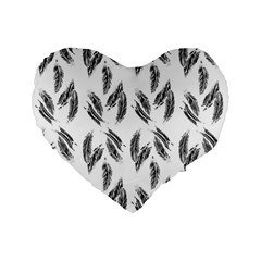 Feather Pattern Standard 16  Premium Flano Heart Shape Cushions by Valentinaart