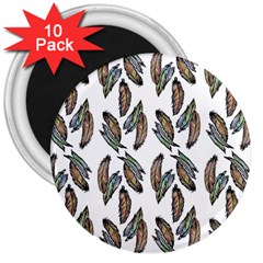 Feather Pattern 3  Magnets (10 Pack)  by Valentinaart