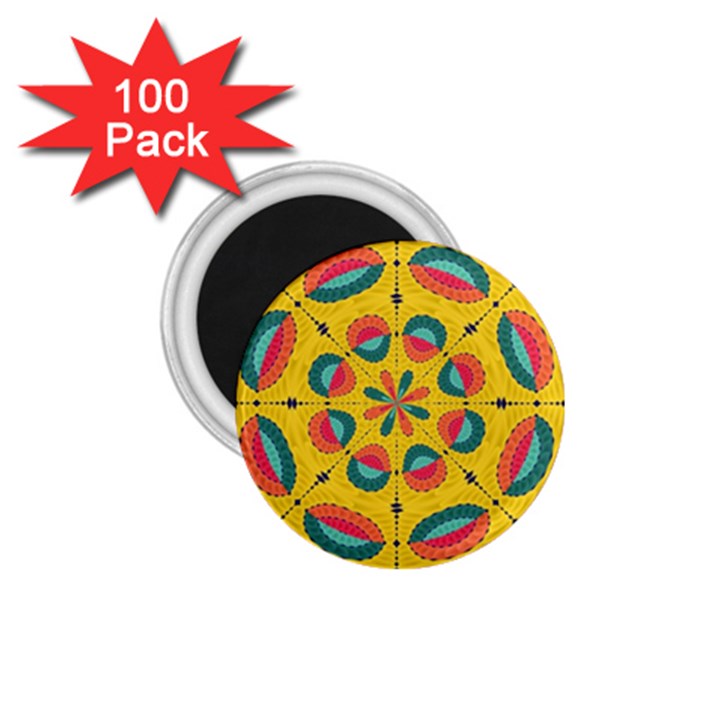 Textured Tropical Mandala 1.75  Magnets (100 pack) 