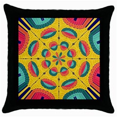 Textured Tropical Mandala Throw Pillow Case (black) by linceazul