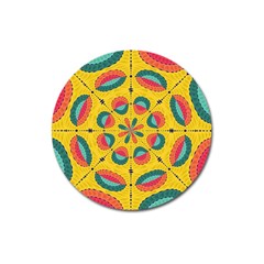 Textured Tropical Mandala Magnet 3  (round)