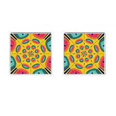 Textured Tropical Mandala Cufflinks (square) by linceazul