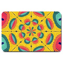 Textured Tropical Mandala Large Doormat  by linceazul