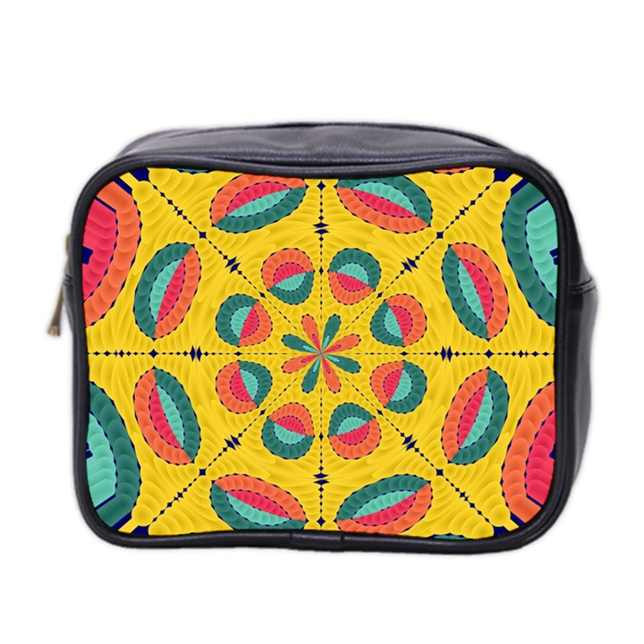 Textured Tropical Mandala Mini Toiletries Bag 2-Side