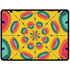 Textured Tropical Mandala Fleece Blanket (large)  by linceazul