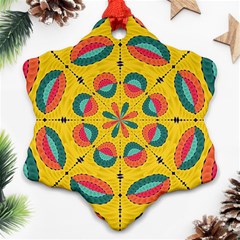 Textured Tropical Mandala Ornament (snowflake) by linceazul