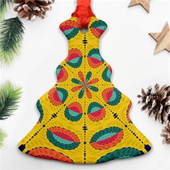 Textured Tropical Mandala Christmas Tree Ornament (two Sides) by linceazul