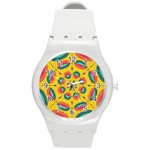 Textured Tropical Mandala Round Plastic Sport Watch (M) Front