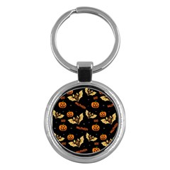 Bat, Pumpkin And Spider Pattern Key Chains (round)  by Valentinaart