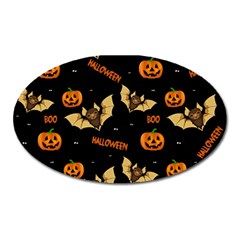 Bat, Pumpkin And Spider Pattern Oval Magnet by Valentinaart