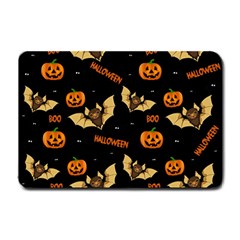 Bat, Pumpkin And Spider Pattern Small Doormat  by Valentinaart