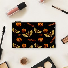 Bat, Pumpkin And Spider Pattern Cosmetic Bag (small)  by Valentinaart