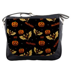 Bat, Pumpkin And Spider Pattern Messenger Bags by Valentinaart