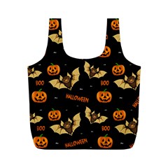 Bat, Pumpkin And Spider Pattern Full Print Recycle Bags (m)  by Valentinaart