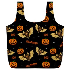 Bat, Pumpkin And Spider Pattern Full Print Recycle Bags (l)  by Valentinaart