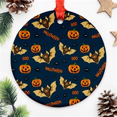 Bat, pumpkin and spider pattern Ornament (Round)