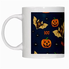 Bat, Pumpkin And Spider Pattern White Mugs by Valentinaart