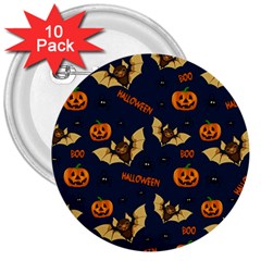 Bat, pumpkin and spider pattern 3  Buttons (10 pack) 