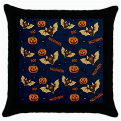 Bat, pumpkin and spider pattern Throw Pillow Case (Black)